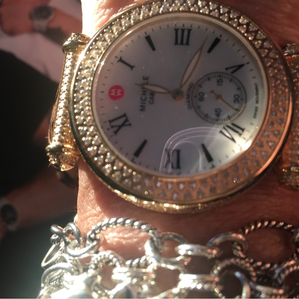 Michele Gold Plate with 1.6 C diamonds and Leopard Women's leathers band Watch - Picture 11 of 12
